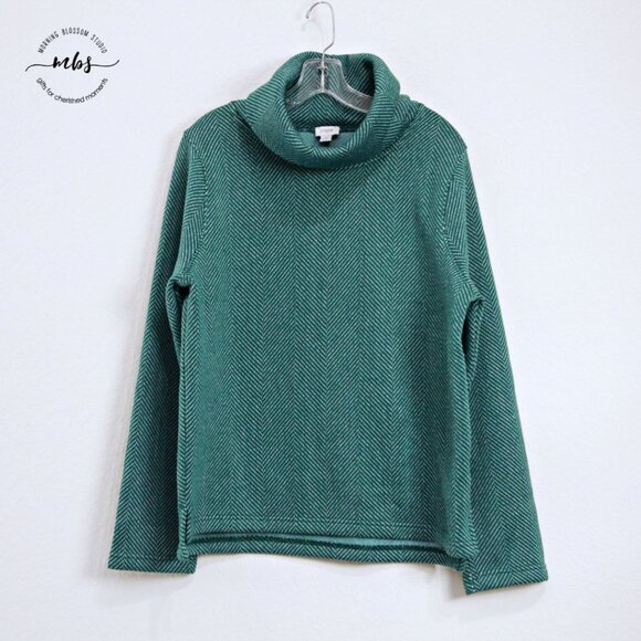 NWOT J. Crew Factory Long Sleeve Funnel Neck Sweatshirt Green Women XL - Picture 2 of 8